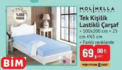 MOLİNELLA TEK KİŞİLİK LASTİKLİ ÇARŞAF